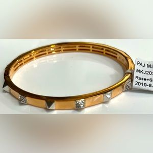 Michael Kors Hinged Bracelet Rose Gold Stamped 925 Silver/clear. Exceptional/Tag